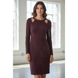 NWT Trixxi Clothing Company Burgundy Sparkle Cutout Long Sleeve Mini Dress  L